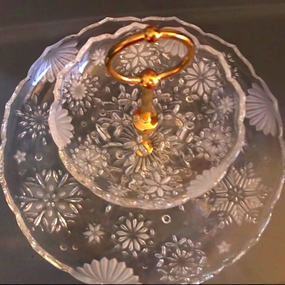 ❄️Vintage German Walther Glass Sweets Cake Tray Snowflake Pattern - Picture 8 of 8